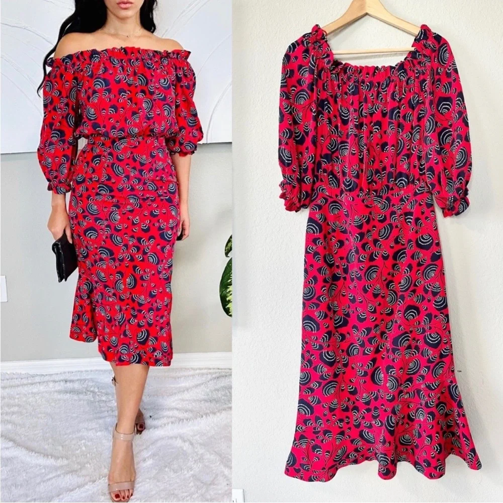 SALONI Grace Silk Off the Shoulder Dress - Picture 3 of 14